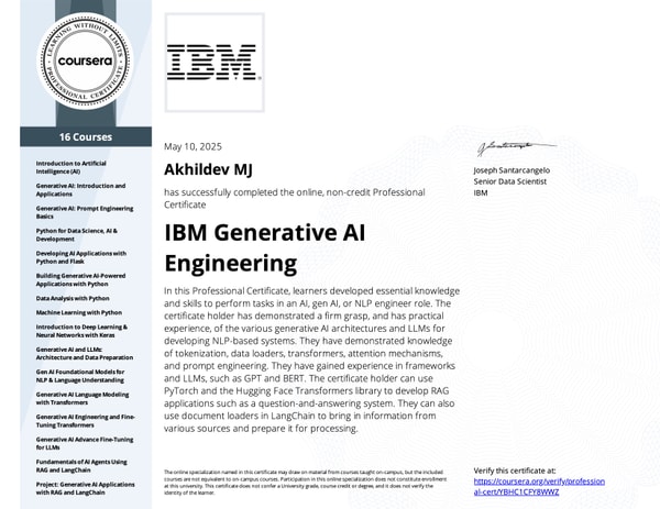 IBM Generative AI Engineering Professional Certificate